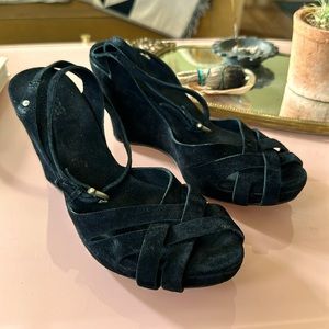 UGG Black Velvet Wedges